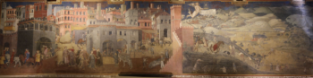 Ambrogio Lorenzetti, Les Effets du bon et du mauvais gouvernement , 1338-1339, Palazzo Publico, Sienne.